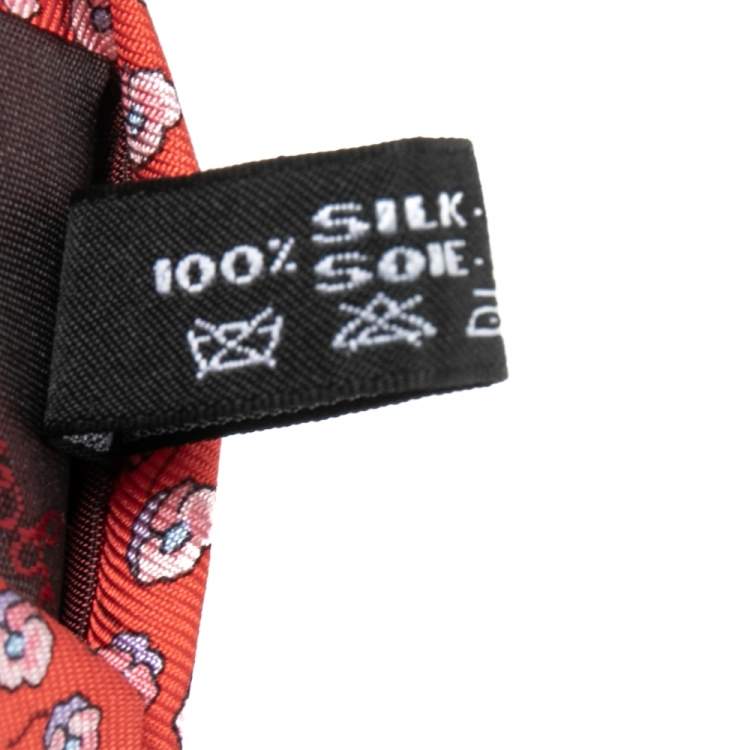 Pre Owned Salvatore Ferragamo Red Floral Print Silk Tie