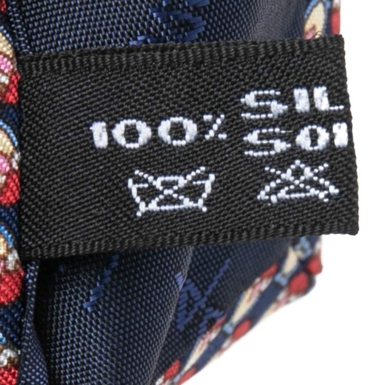 Pre Owned Salvatore Ferragamo Blue Owl Print Silk Tie