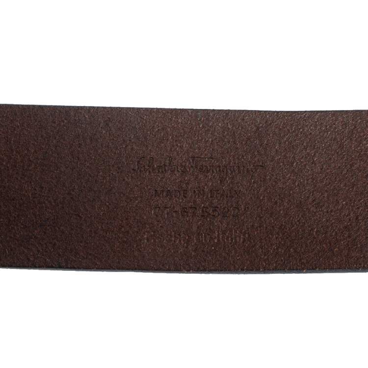 Pre Owned Salvatore Ferragamo Brown Leather Gancio Buckle Belt 100 CM