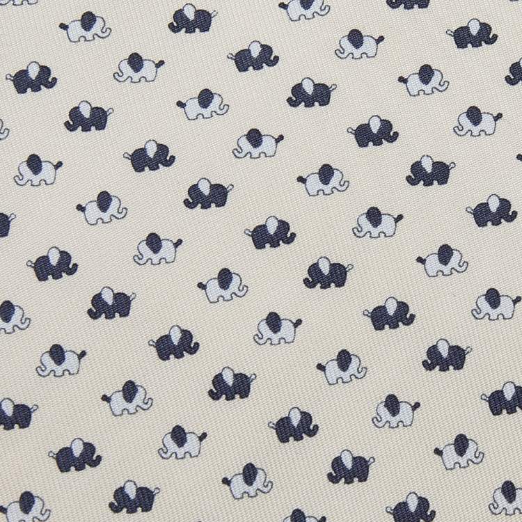 Pre Owned Salvatore Ferragamo Cream Elephant Print Silk Tie