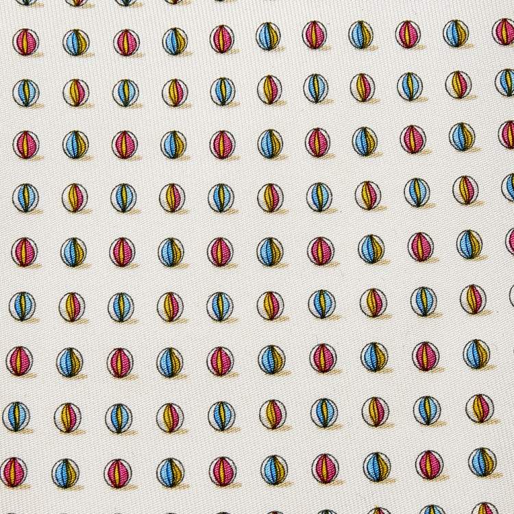 Pre Owned Salvatore Ferragamo Cream Ball Printed Silk Tie
