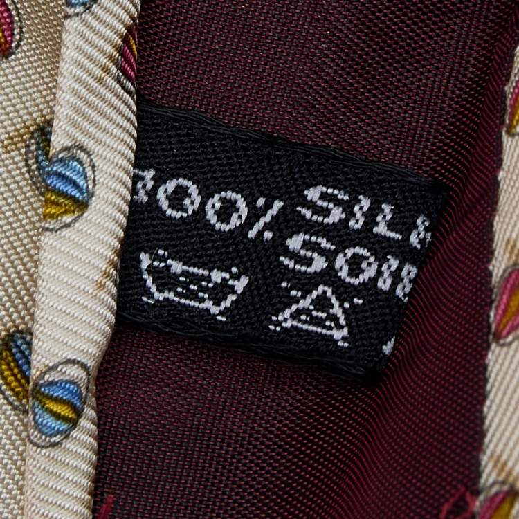 Pre Owned Salvatore Ferragamo Cream Ball Printed Silk Tie