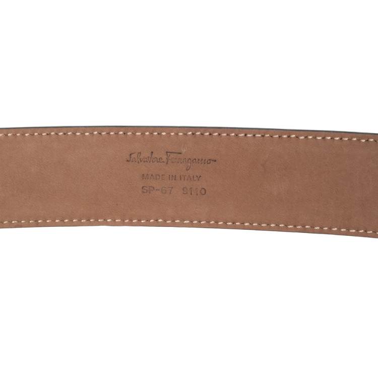 Pre Owned Salvatore Ferragamo Navy Blue Leather Gancio Belt 110CM