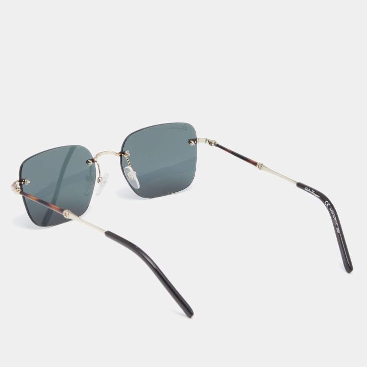 Pre Owned Salvatore Ferragamo Gold Tone/Green SF225S Rimless Sunglasses