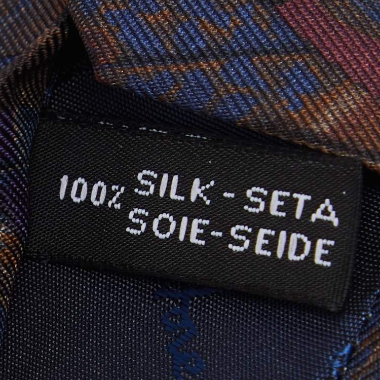 Pre Owned Salvatore Ferragamo Midnight Blue Feather Print Silk Tie