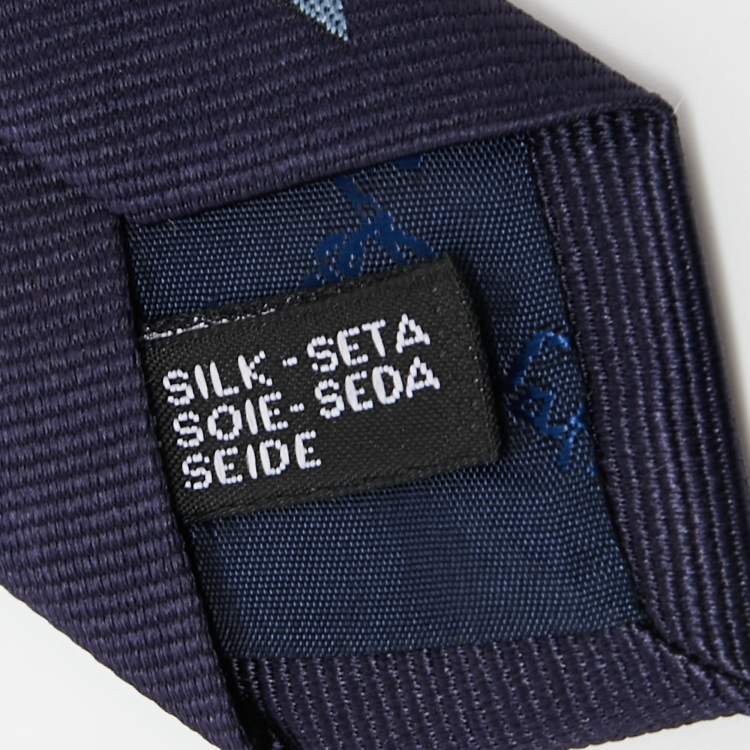 Pre Owned Salvatore Ferragamo Navy Blue Logo Silk Tie