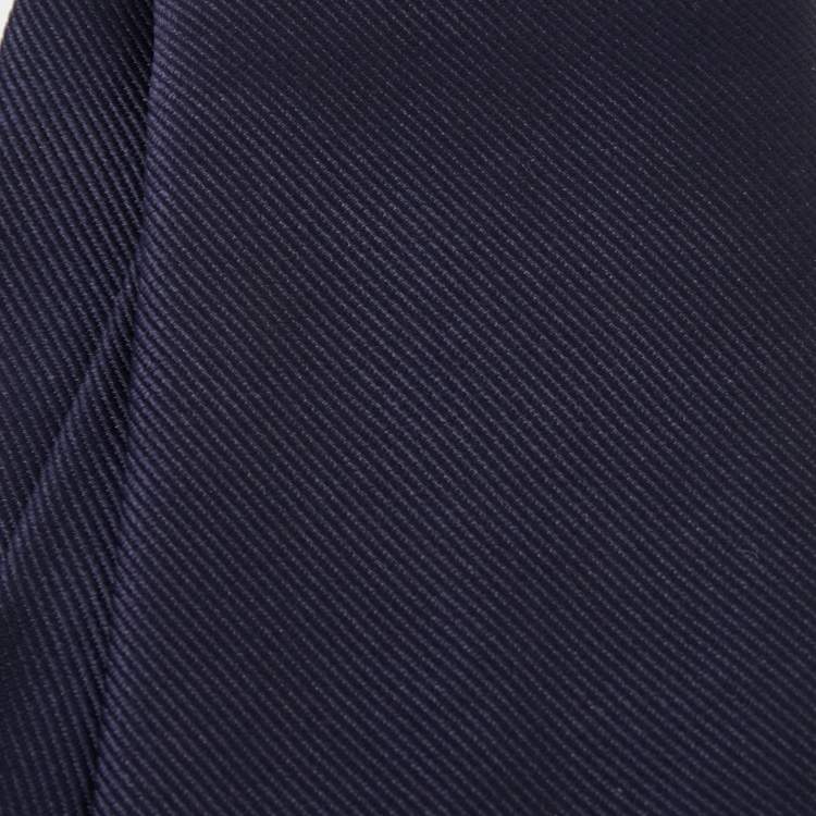Pre Owned Salvatore Ferragamo Navy Blue Logo Silk Tie