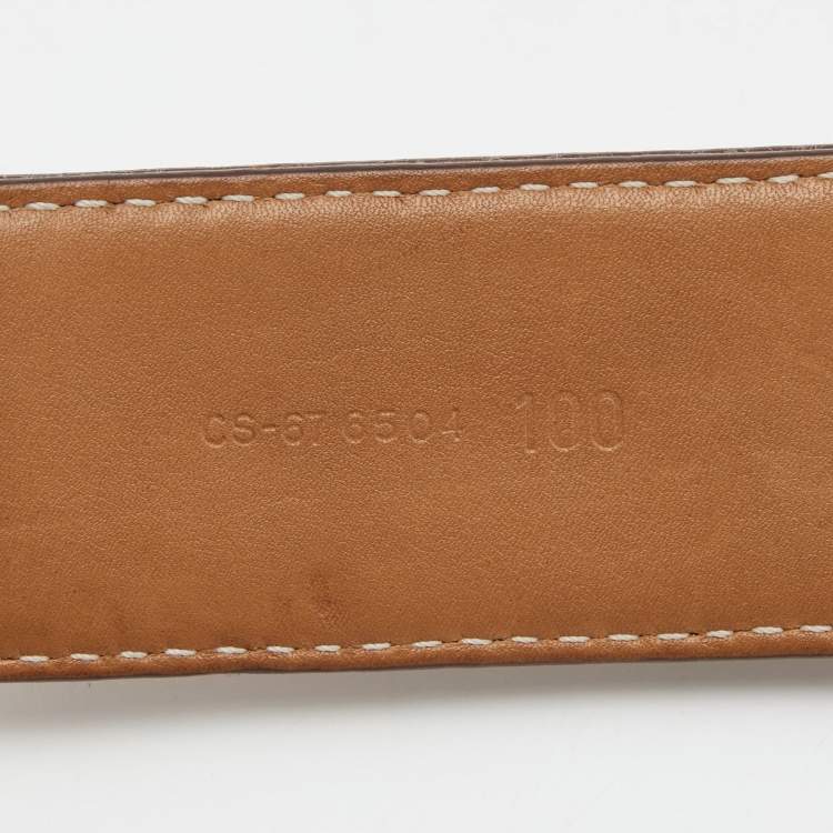 Pre Owned Salvatore Ferragamo Beige/Tan Canvas and Leather Belt 100CM