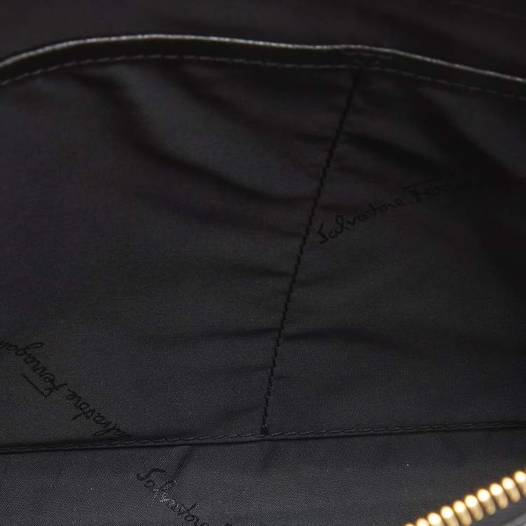 Pre Owned Salvatore Ferragamo Black Leather Revival 3.0 Travel Portfolio