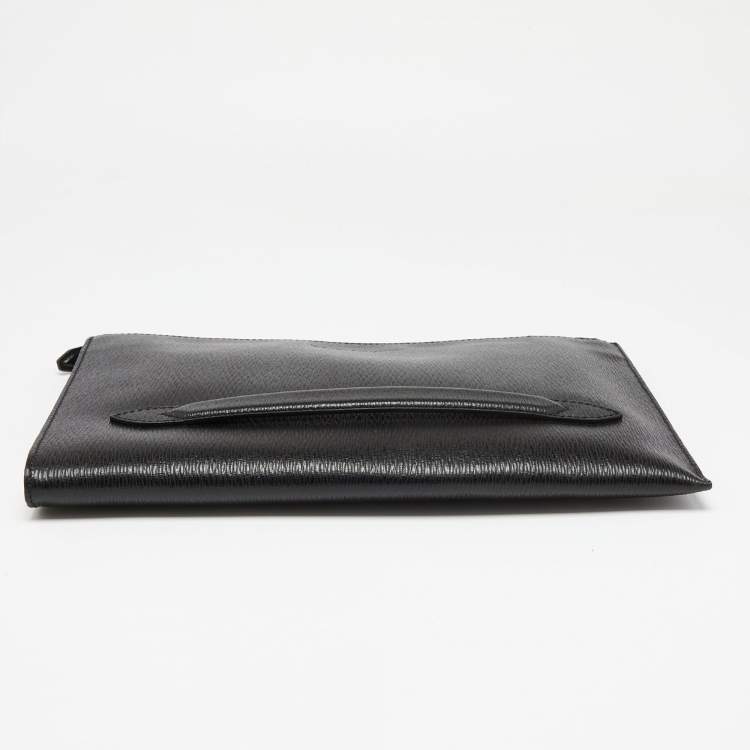 Pre Owned Salvatore Ferragamo Black Leather Revival 3.0 Travel Portfolio