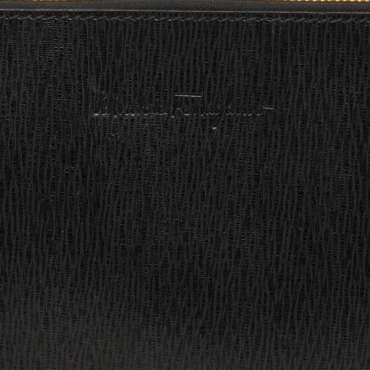 Pre Owned Salvatore Ferragamo Black Leather Revival 3.0 Travel Portfolio