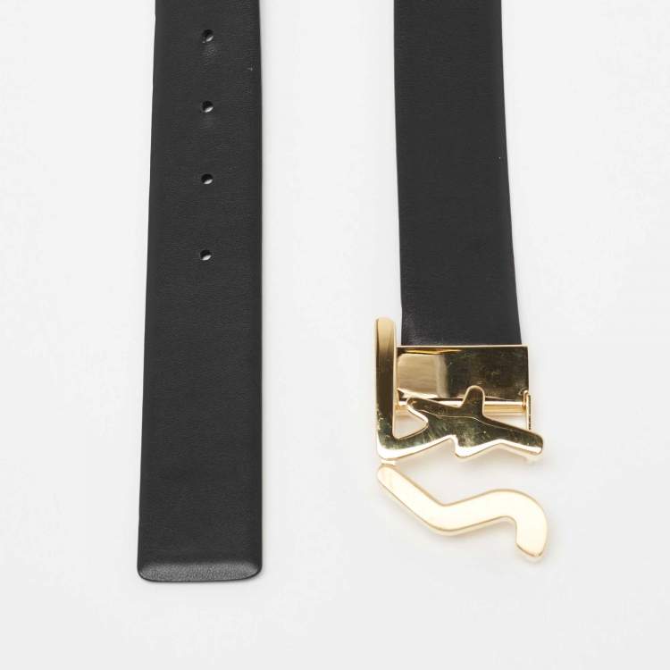 Pre Owned Salvatore Ferragamo Black/Brown Leather SF Logo Cut to Size Reversible Belt