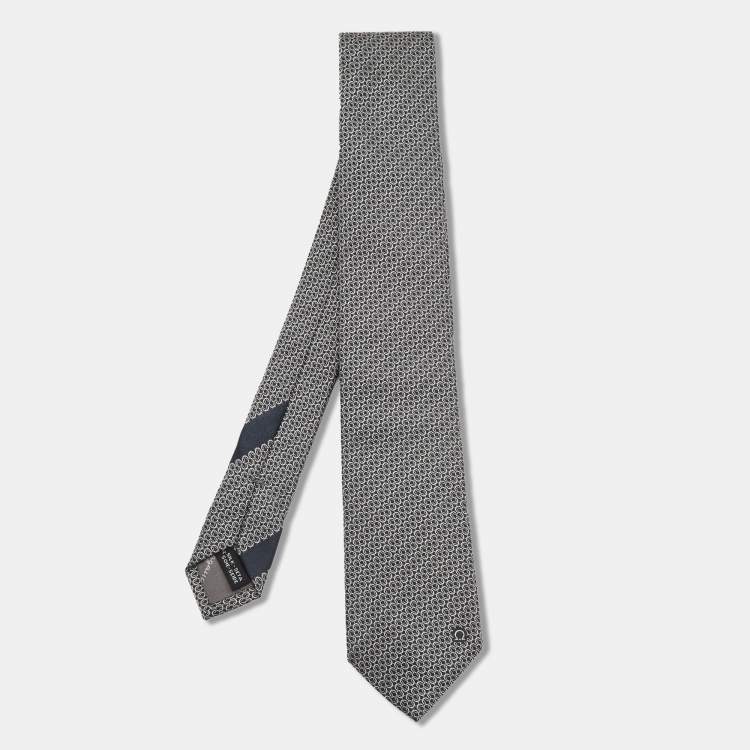 Pre Owned Salvatore Ferragamo Blue Textured Silk Tie 