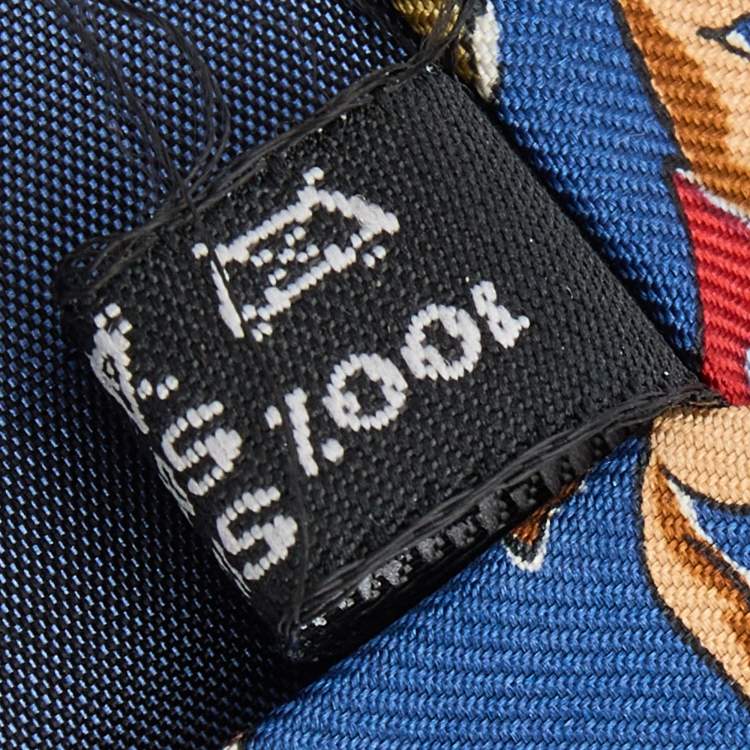 Pre Owned Salvatore Ferragamo Cobalt Blue Horse Print Silk Tie