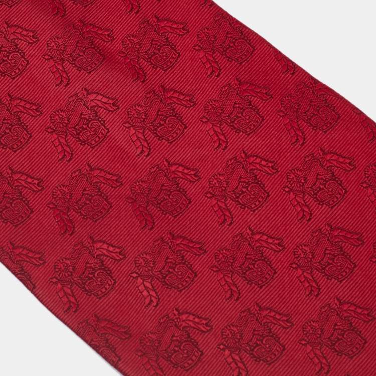 Pre Owned Salvatore Ferragamo Red Silk Jacquard Tie