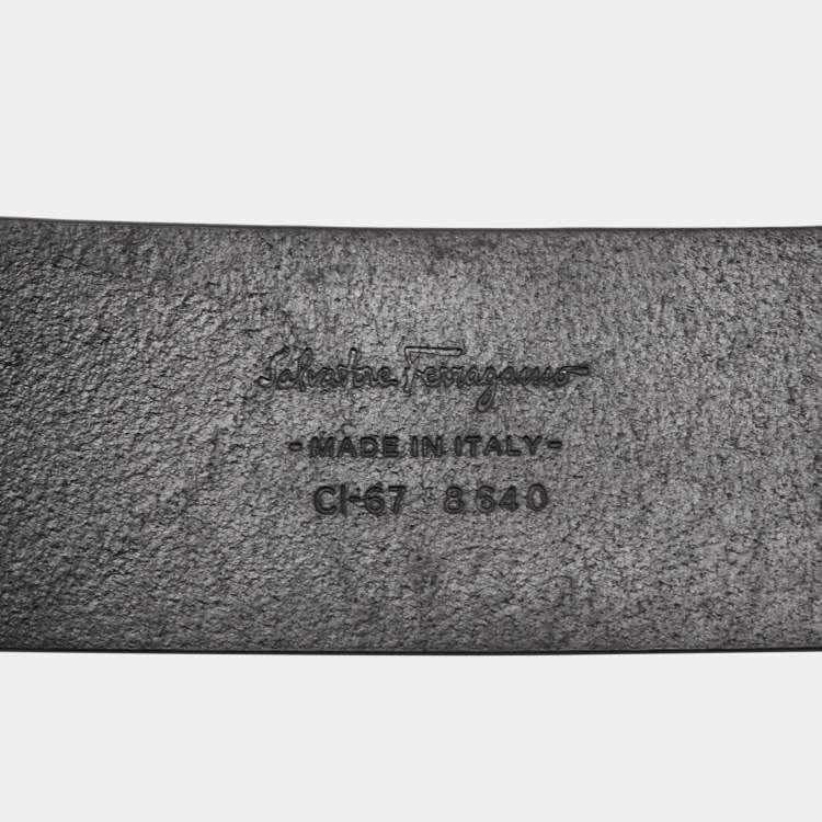 Pre Owned Salvatore Ferragamo Black Leather Gancio Buckle Belt 