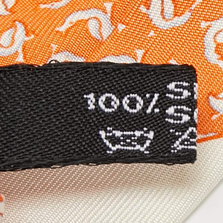 Pre Owned Salvatore Ferragamo Orange Printed Silk Traditional Tie