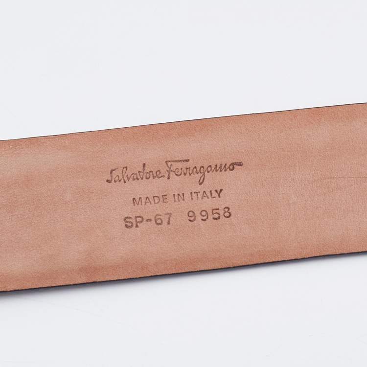 Pre Owned Salvatore Ferragamo Black Leather Gancini Buckle Cut to Size Belt