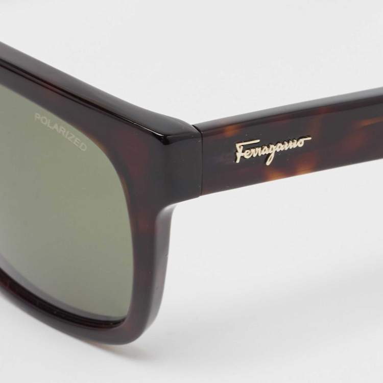 Pre Owned Salvatore Ferragamo Dark Brown Tortoise SF789SP Wayfarer Sunglasses