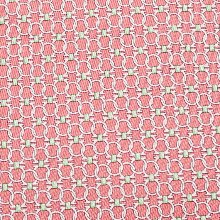 Pre Owned Salvatore Ferragamo Pink Gancini Print Silk Tie