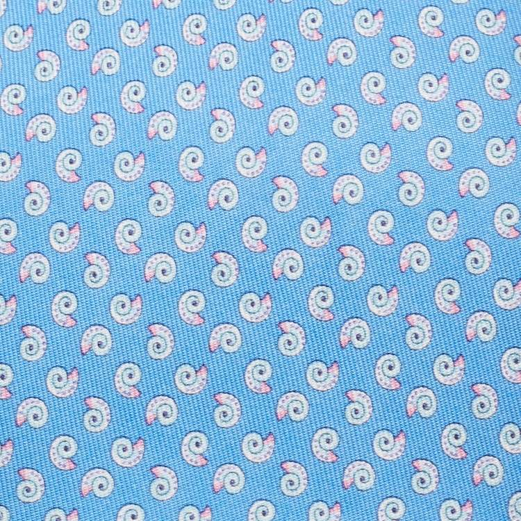 Pre Owned Salvatore Ferragamo Blue Snail Print Silk Tie