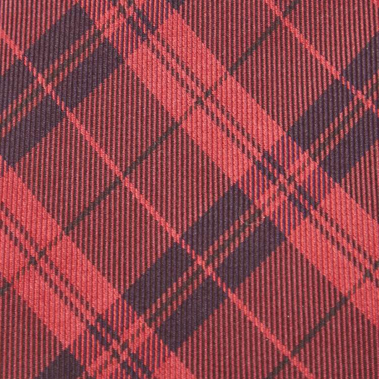 Pre Owned Salvatore Ferragamo Red Checked Silk Tie