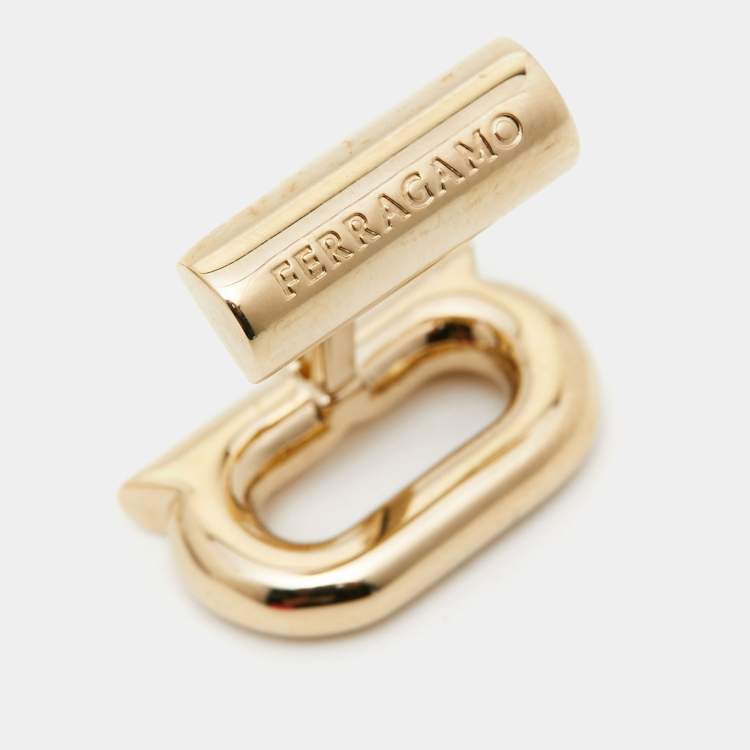 Pre Owned Ferregamo Gancini Gold Tone Cufflinks