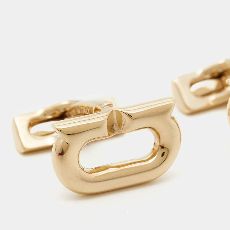 Pre Owned Ferregamo Gancini Gold Tone Cufflinks