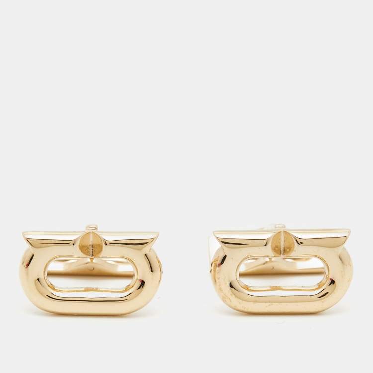 Pre Owned Ferregamo Gancini Gold Tone Cufflinks