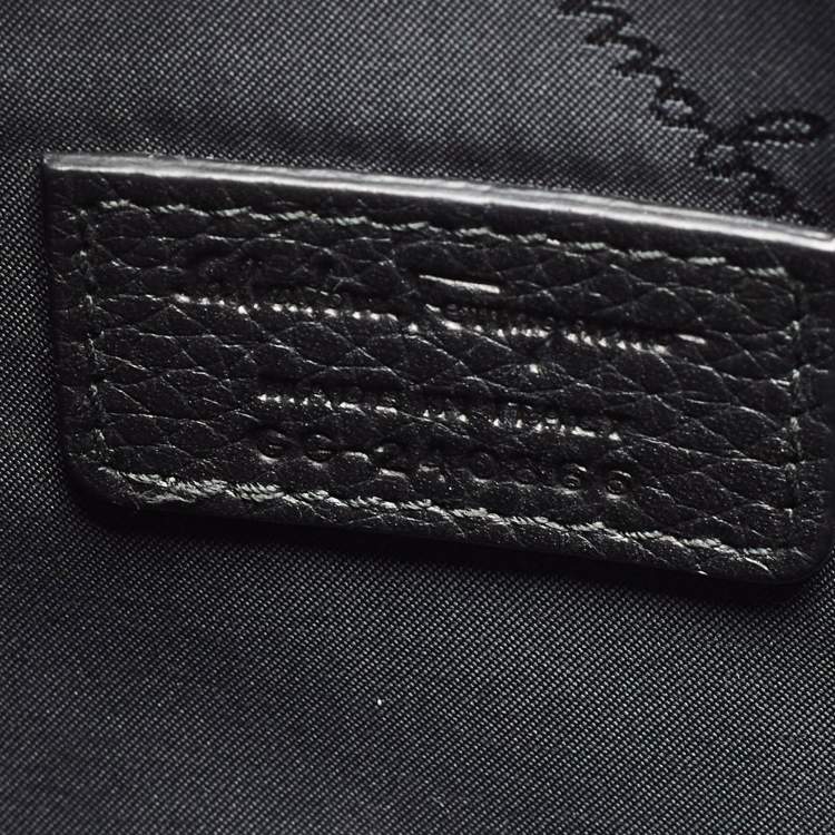 Pre Owned Salvatore Ferragamo Black Gancini Embossed Leather Messenger Bag