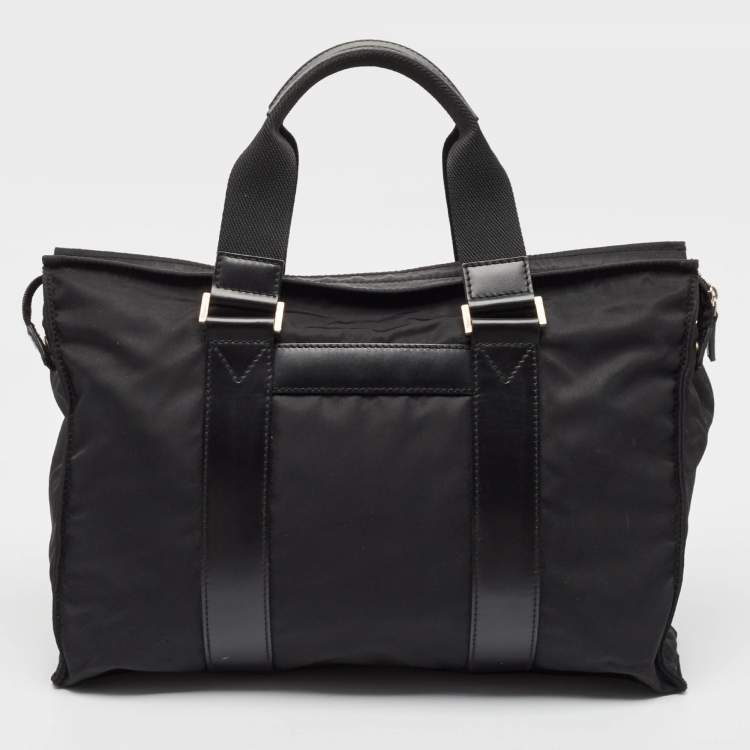 Pre Owned Salvatore Ferragamo Black Nylon ZIp Tote