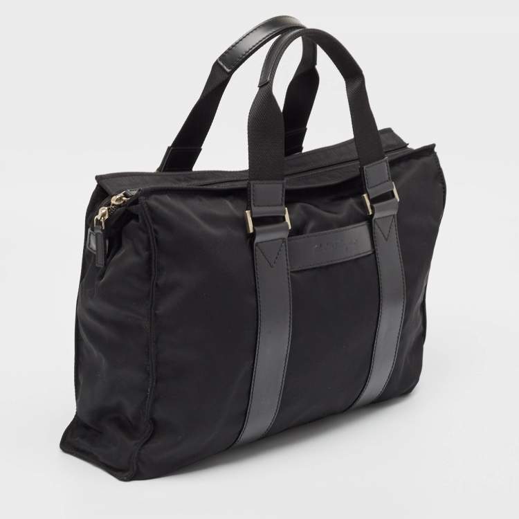 Pre Owned Salvatore Ferragamo Black Nylon ZIp Tote