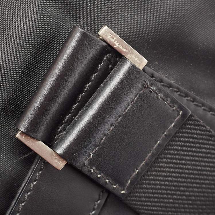 Pre Owned Salvatore Ferragamo Black Nylon ZIp Tote
