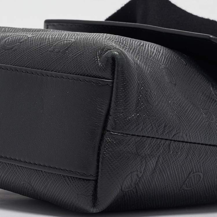 Pre Owned Salvatore Ferragamo Black Gancini Embossed Leather Flap Messenger Bag