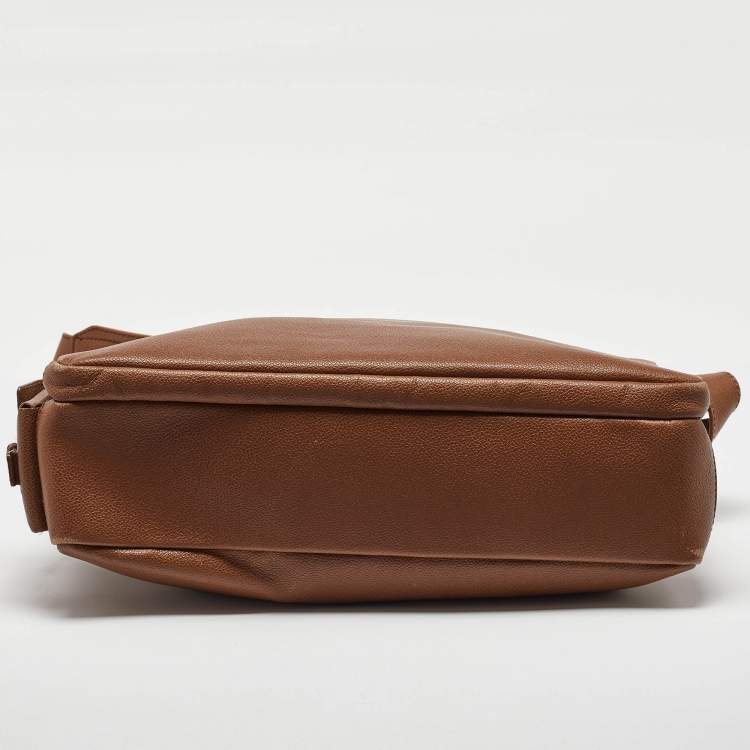 Pre Owned Salvatore Ferragamo Brown Leather Business Messenger Bag