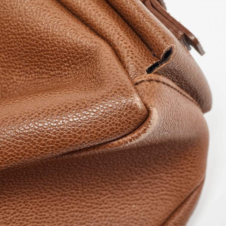 Pre Owned Salvatore Ferragamo Brown Leather Business Messenger Bag