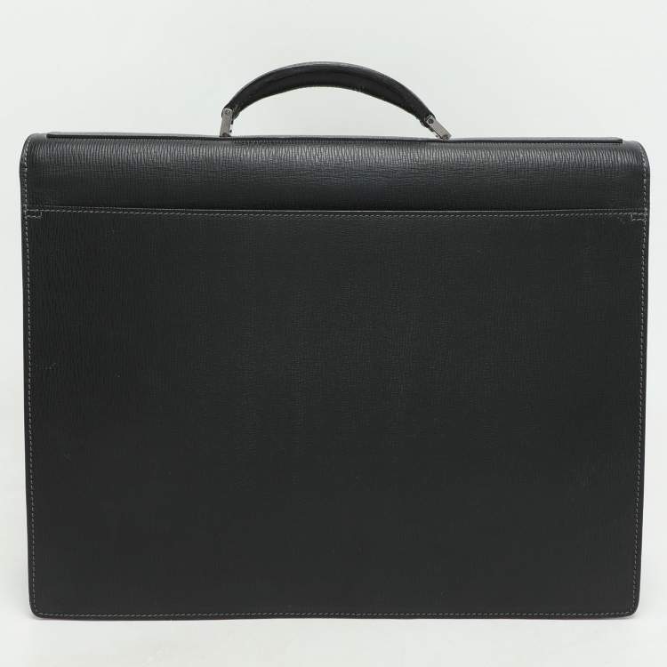 Pre Owned Salvatore Ferragamo Black Leather Briefcase