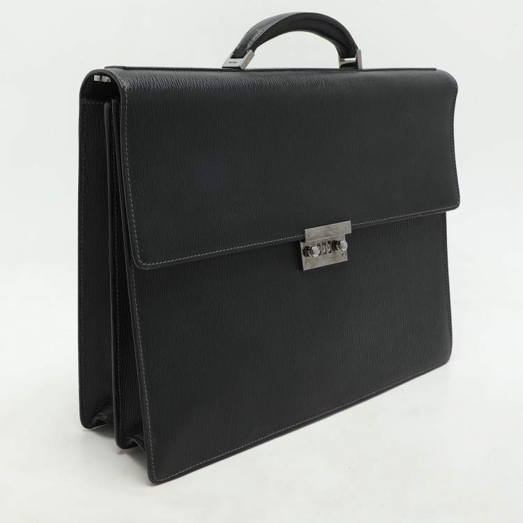 Pre Owned Salvatore Ferragamo Black Leather Briefcase