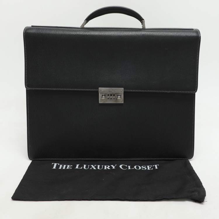 Pre Owned Salvatore Ferragamo Black Leather Briefcase