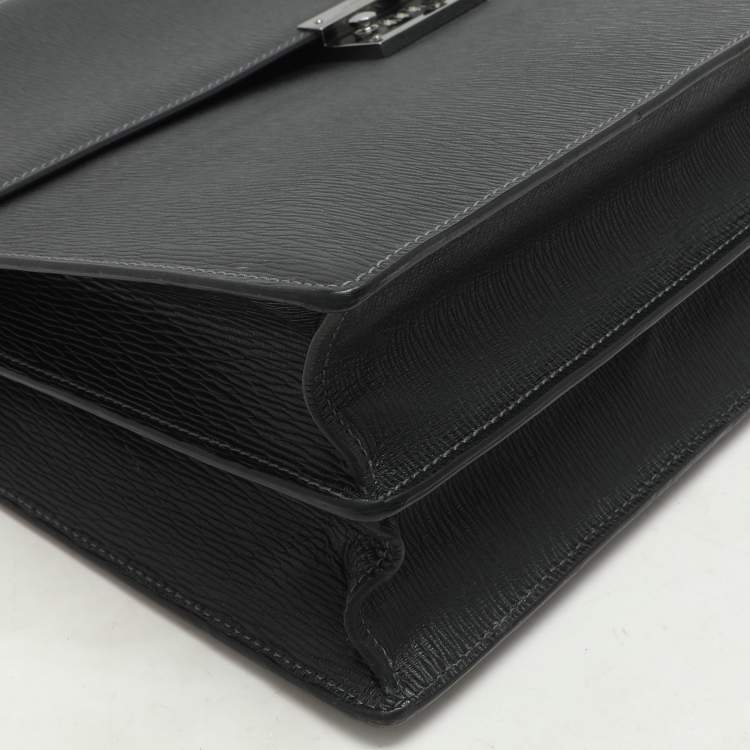 Pre Owned Salvatore Ferragamo Black Leather Briefcase