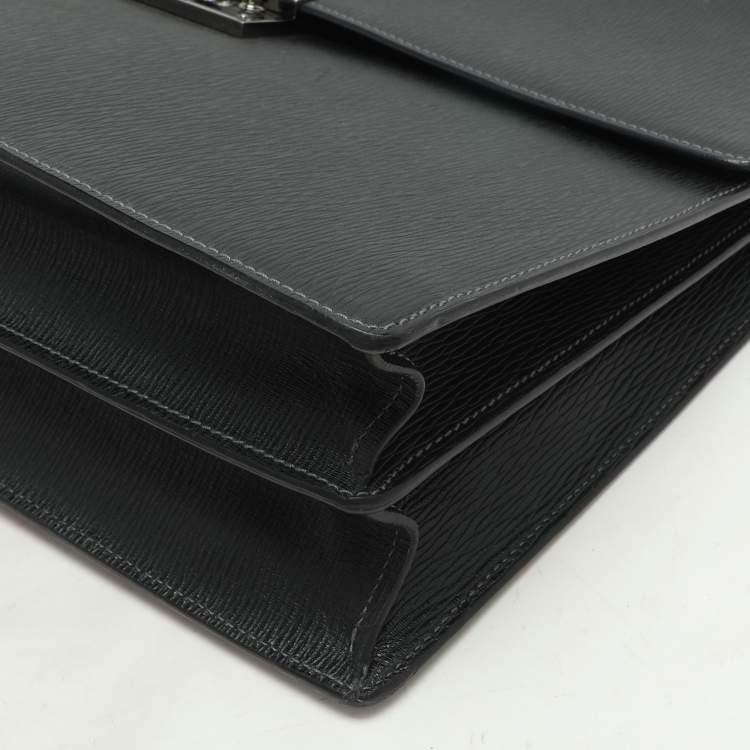 Pre Owned Salvatore Ferragamo Black Leather Briefcase
