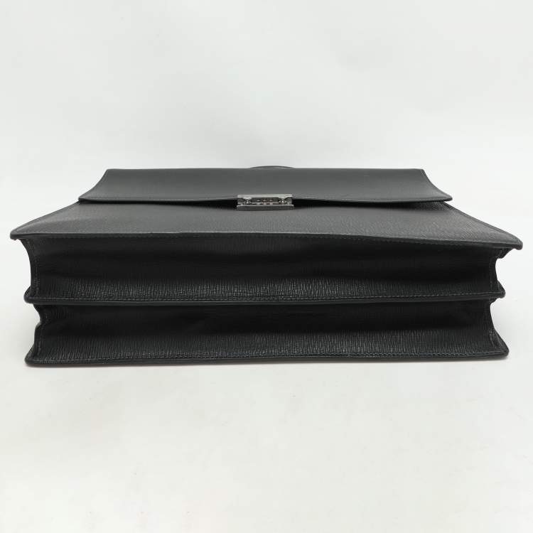 Pre Owned Salvatore Ferragamo Black Leather Briefcase