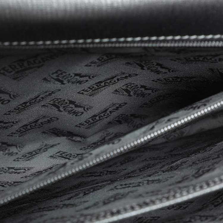 Pre Owned Salvatore Ferragamo Black Leather Briefcase