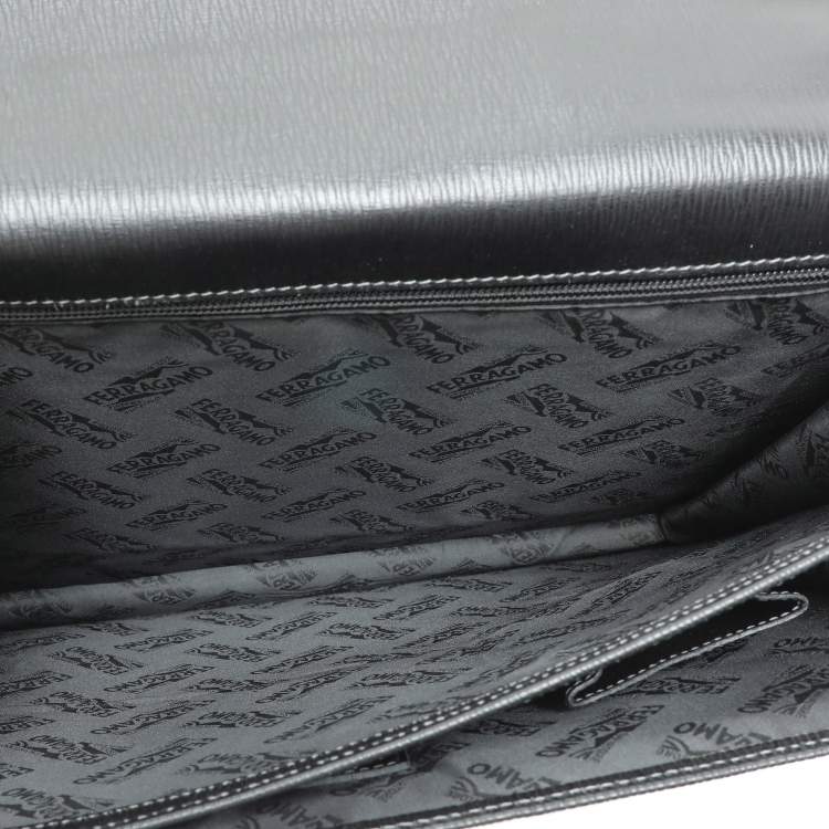 Pre Owned Salvatore Ferragamo Black Leather Briefcase