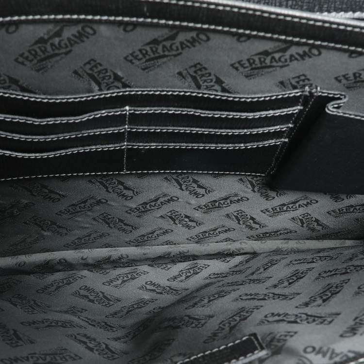 Pre Owned Salvatore Ferragamo Black Leather Briefcase