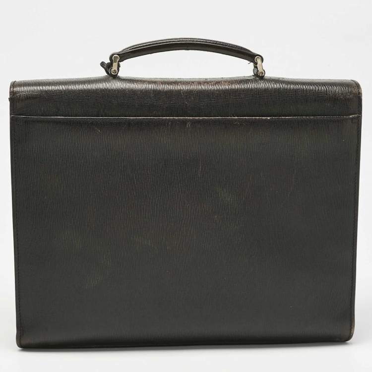 Pre Owned Salvatore Ferragamo Choco Brown Leather Briefcase