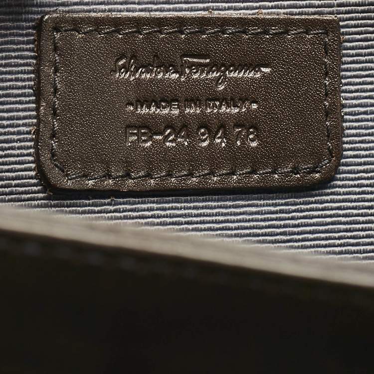 Pre Owned Salvatore Ferragamo Choco Brown Leather Briefcase