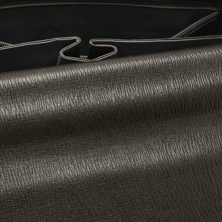 Pre Owned Salvatore Ferragamo Choco Brown Leather Briefcase