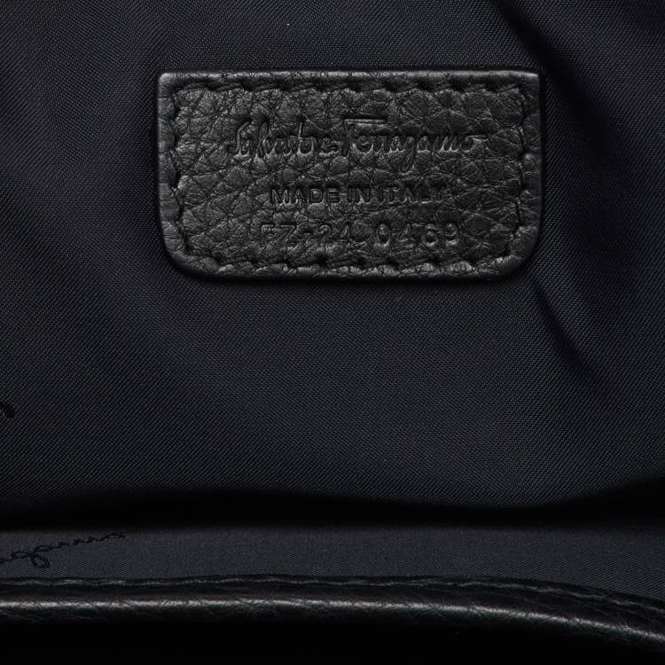 Pre Owned Salvatore Ferragamo Black Pebbled Leather Briefcase