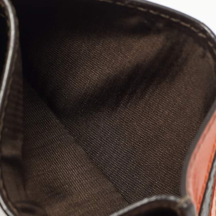 Pre Owned Salvatore Ferragamo Dark Brown/Orange Leather Card Holder
